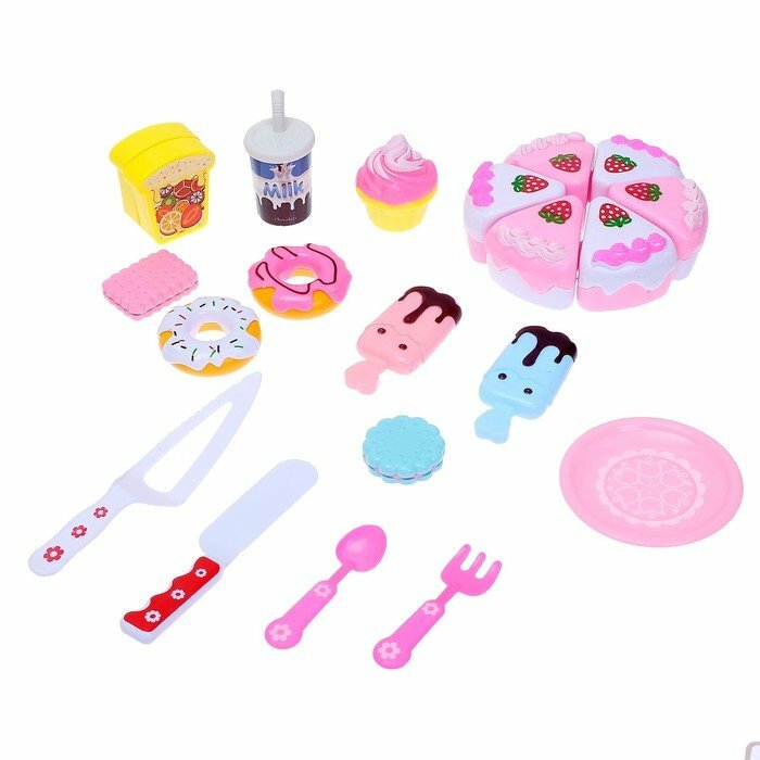 Игровой набор продуктов «Тортик» с посудой (комплект из 3 шт)