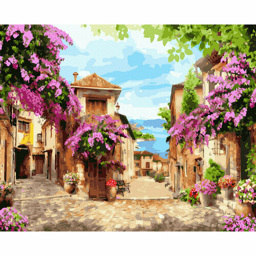 Картина по номерам итальянский дворик (30 цветов) 40*50 см