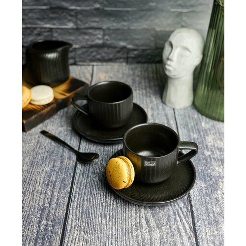 Набор чайных пар Cosy & Trendy Dakota Black черный, 200 мл, керамика