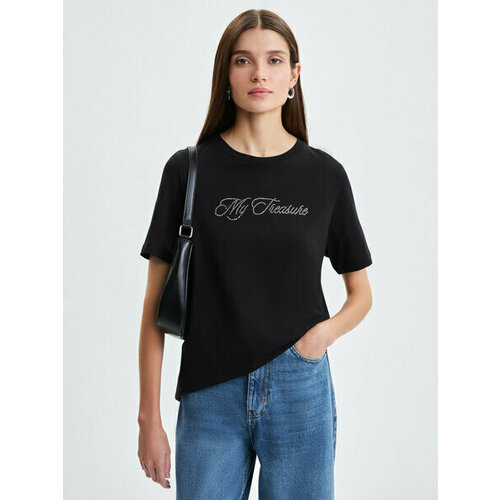 фото Футболка zarina, размер xs (ru 42)/170, черный