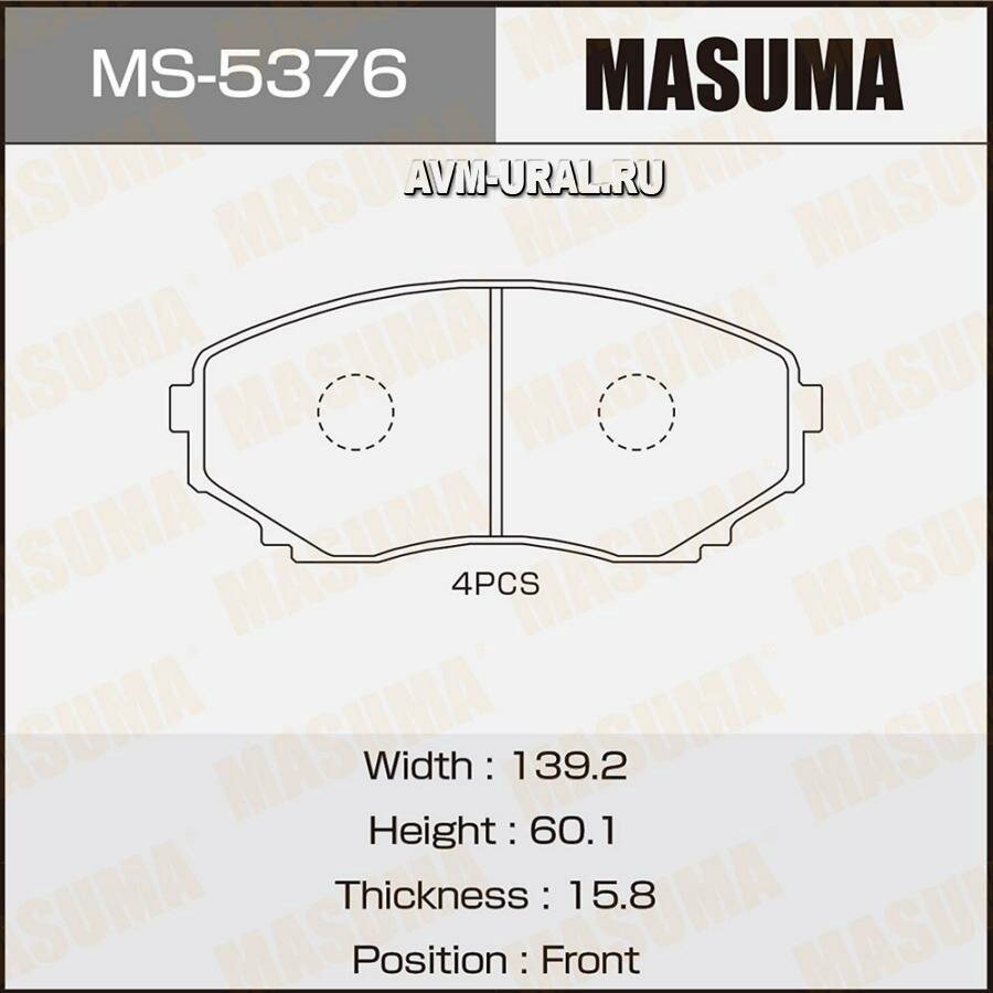 MASUMA MS5376 Колодки тормозные Mazda CX-7 06-, CX-9 07-, MPV 99-06 передние MASUMA