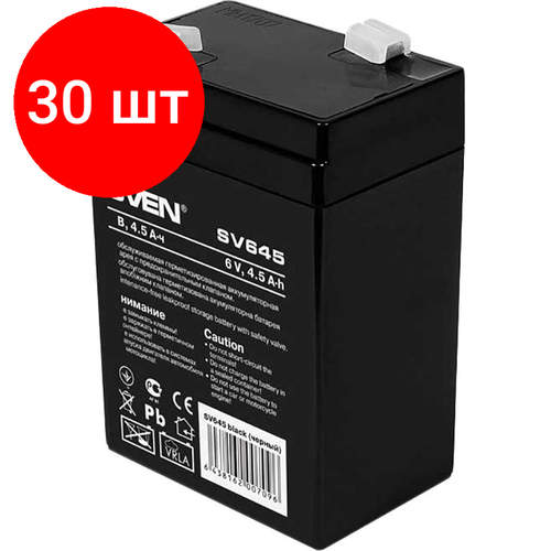 Комплект 30 штук, Батарея для ИБП Sven SV 645 (6V 4.5Ah) F1 (SV-0222064) батарея для ибп sven sv1270 sv 0222007 12v 7ah