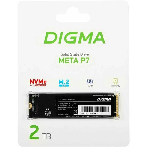 Накопитель SSD 2Tb Digma Meta P7 (DGSM4002TP73T) cbr ssd 002tb m 2 st22 внутренний ssd накопитель серия standard 2048 gb m 2 2280 pcie 3 0 x4 nvme 1 3 phison ps5013 e13t 3d tlc na