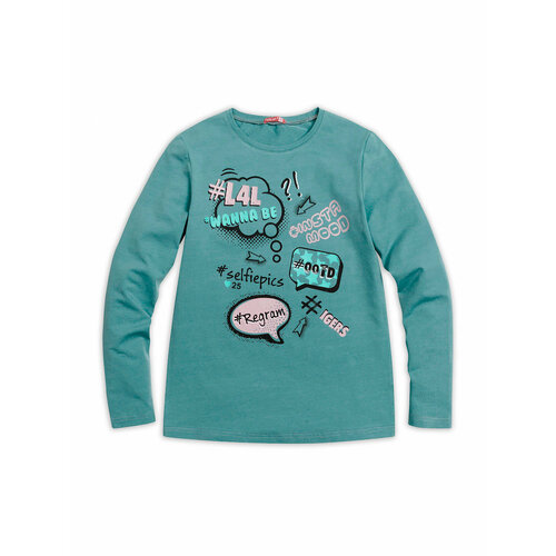 фото Лонгслив pelican, размер 7, голубой, зеленый