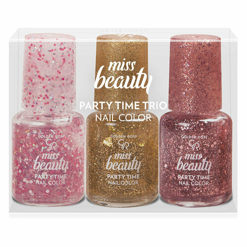 Golden Rose Набор лаков для ногтей Miss Beauty Party Time Trio Nail Color 3 шт. набор лаков для ногтей 3х6мл golden rose miss beauty colorpop trio nail colors 18 мл