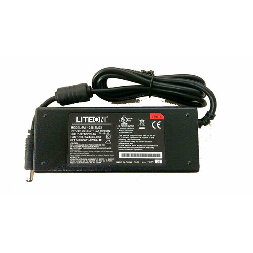 Блок питания для монитора 12V, 4A, 48W, 5.5x2.5мм с сетевым кабелем, ORG (LiteOn)