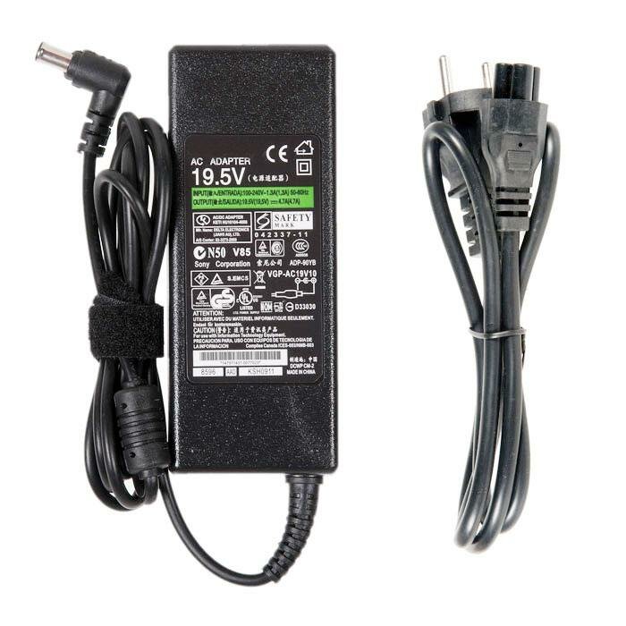 Блок питания (зарядка) для ноутбука Sony Vaio VGN-SZ, FZ, CR, FS, FE, FJ, S3, S4, S5, BX, 19.5V, 4.7A, 90W, 6.5х4.4 с иглой с кабелем