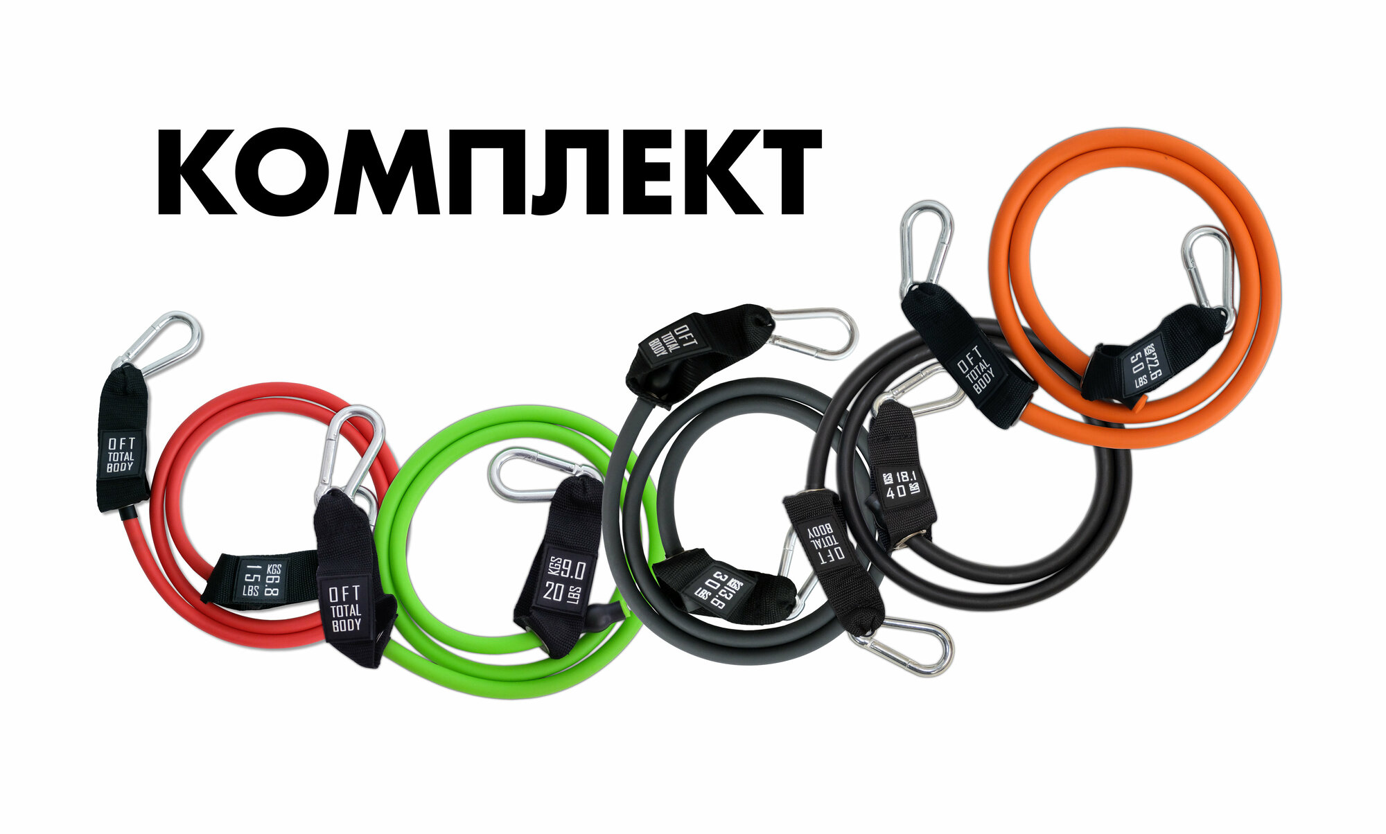 Комплект из 5 эспандеров с карабинами Original FitTools