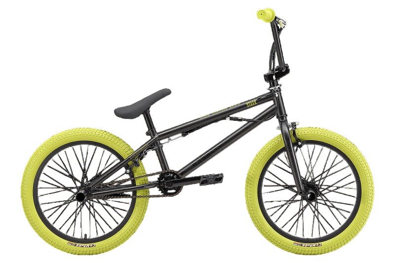 Велосипед Stark Madness BMX 3 (2024) 9" антрацитовый матовый/антрацитовый глянцевый, зеленый/хаки