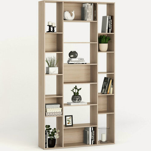 Изображение товара Стеллаж перегородка для зонирования комнаты 1486х220х2237 мм МагМебель №3 ясень шимо светлый