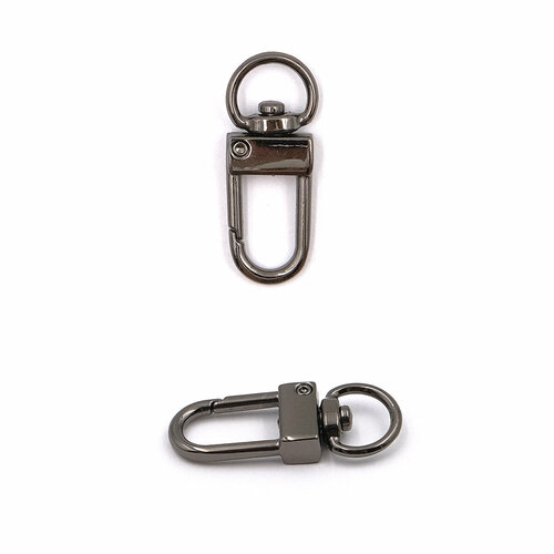 Карабин для сумки поворотный с кольцом, 10 мм (12*34 мм), металл (чёрный никель), 10 шт