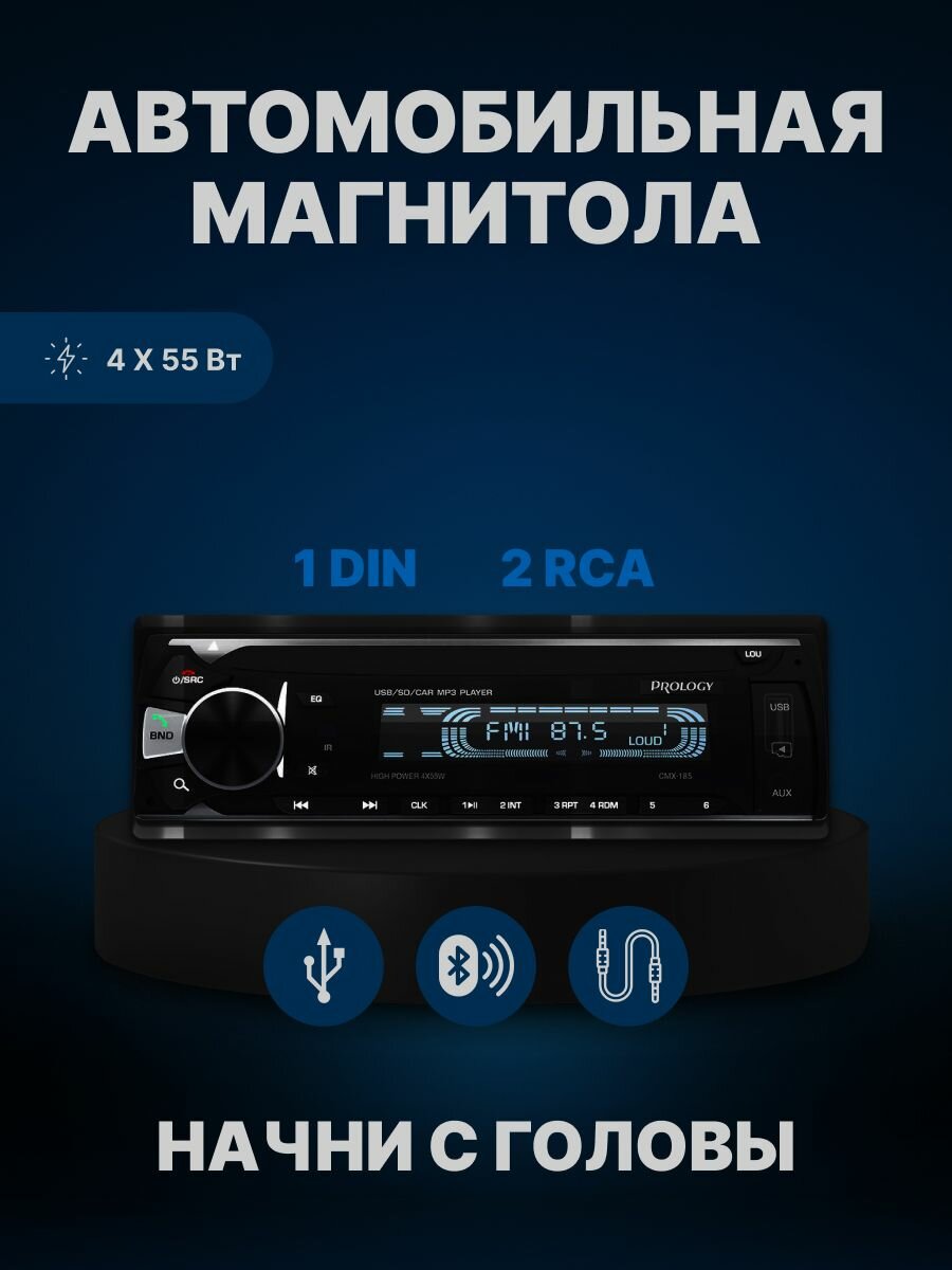 Prology CMX-185 с Bluetooth, 4х55 Вт, microSD