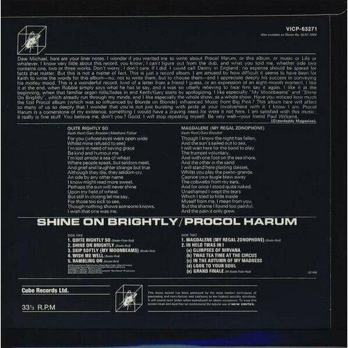 Procol Harum - Shine On Brightly (1CD) Jewel Case Аудио диск