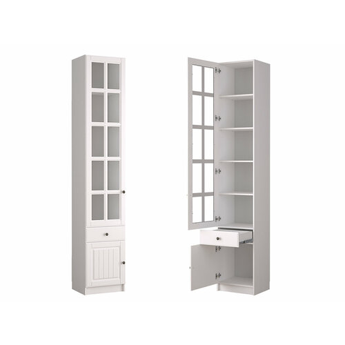 Белый шкаф пенал со стеклом фабрики Стиль Паскаль П-17С