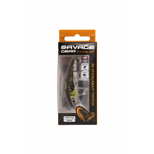 Воблер Savage Gear 3D sticklebait twitch 6,5см 9,4гр sinking ayu green silver воблеры для рыбалки savage gear 3d sticklebait twitch 45 s ayu green silver 4 гр м