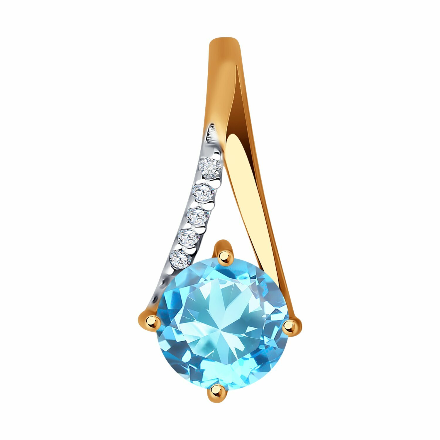 Подвеска Diamant online, золото, 585 проба, фианит, топаз