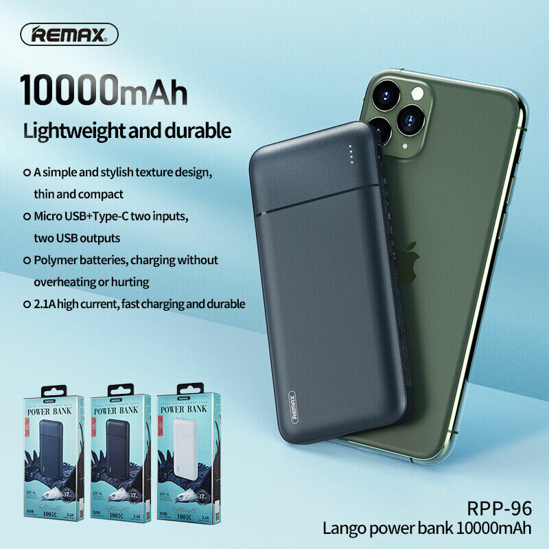 Powerbank / Внешний аккумулятор REMAX RPP-96 Lango Power Bank 2.1A (10000mAh) черный