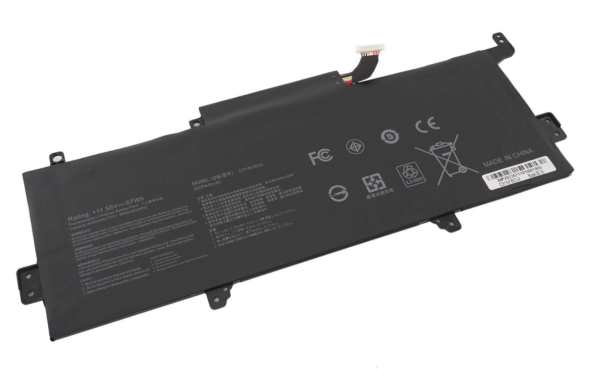 Аккумулятор C31N1602 для Asus Zenbook U3000U, UX330, UX330U, UX330UA (4800mAh)