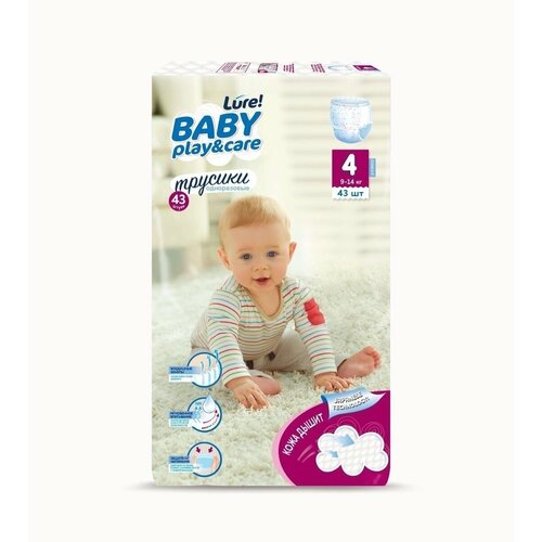 Подгузники-трусики Lure Baby Play&Care, размер 4/L, 9-14 кг, 43 шт