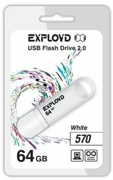 USB флэш-накопитель (EXPLOYD 64GB 570 белый [EX-64GB-570-White])