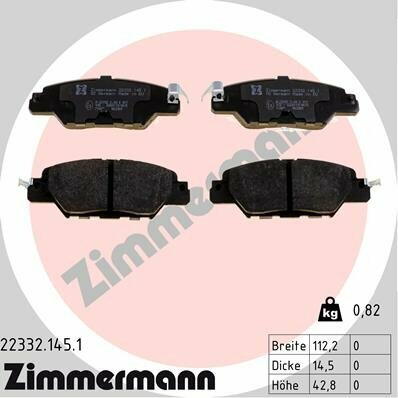 Тормозные колодки дисковые задний мост ZIMMERMANN 22332.145.1