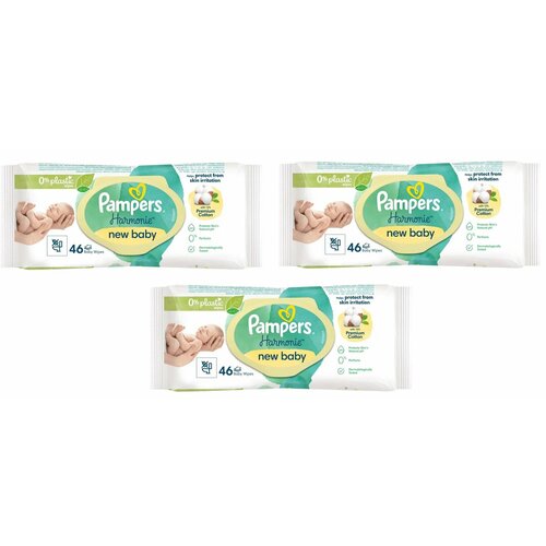 Влажные салфетки Pampers Harmonie new baby детские, 46 шт, 3 уп.