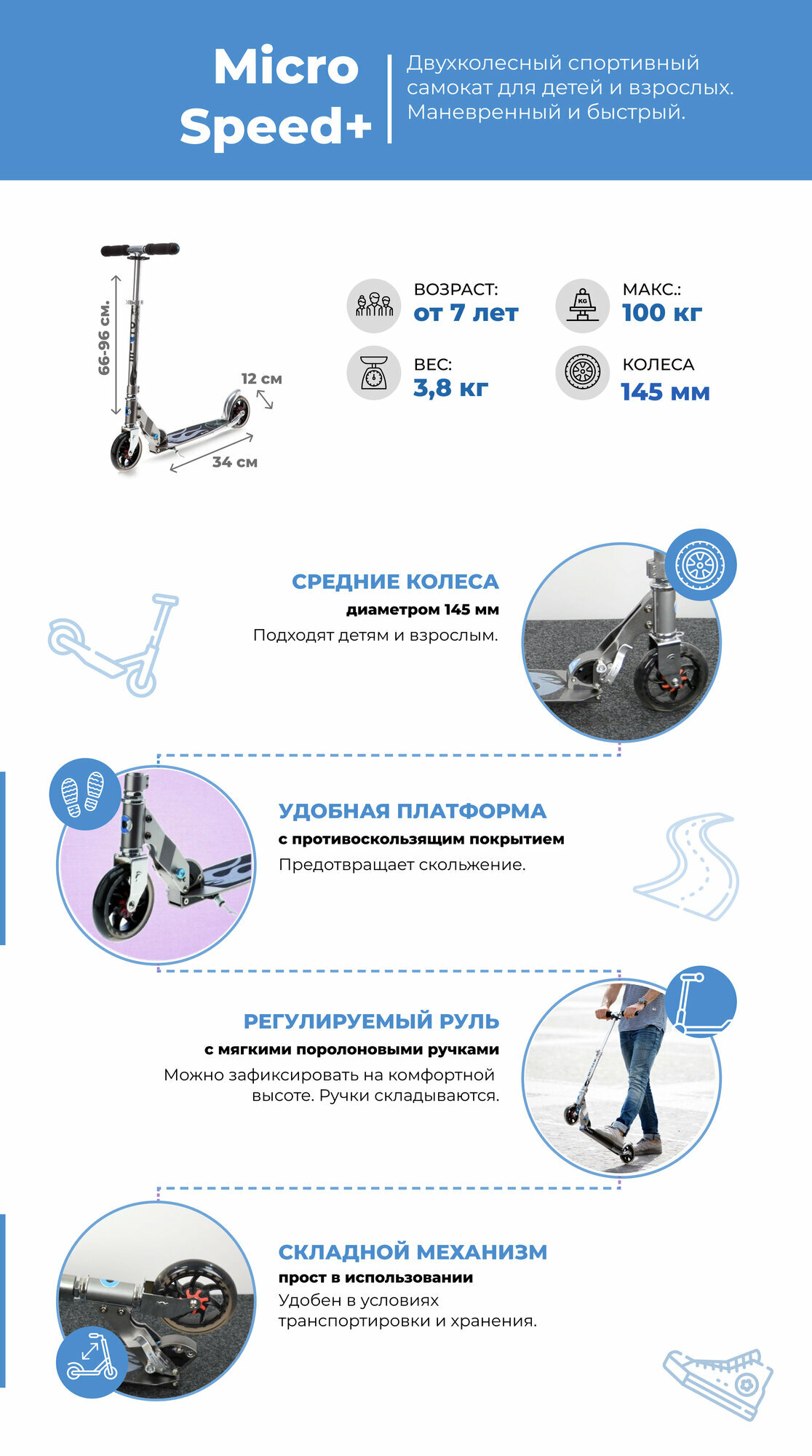 Самокат Micro Speed+ , ментол - фото №17