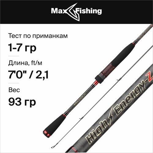 Спиннинг для рыбалки Maximus High Energy-Z 21UL 1-7гр, 210 см, для твичинга, блесны, джига, на окуня, шуку, судака, жереха / удилище спиннинговое