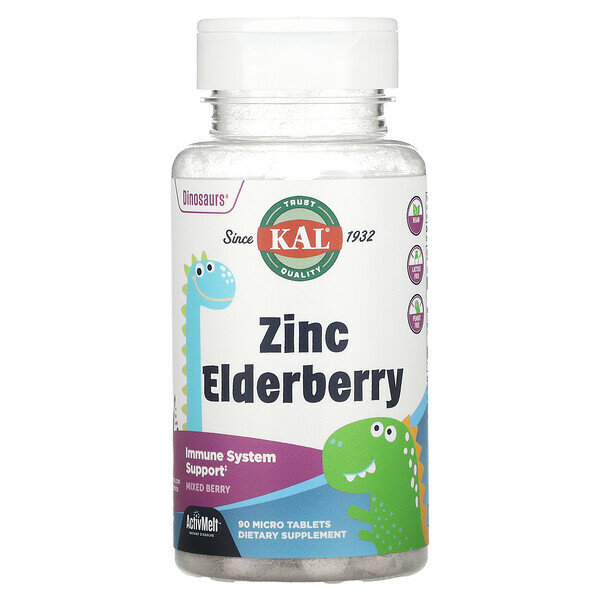 Zinc Elderberry ActivMelt (растворимые таблетки с цинком и бузиной, ягодное ассорти, 90 микротаблеток)