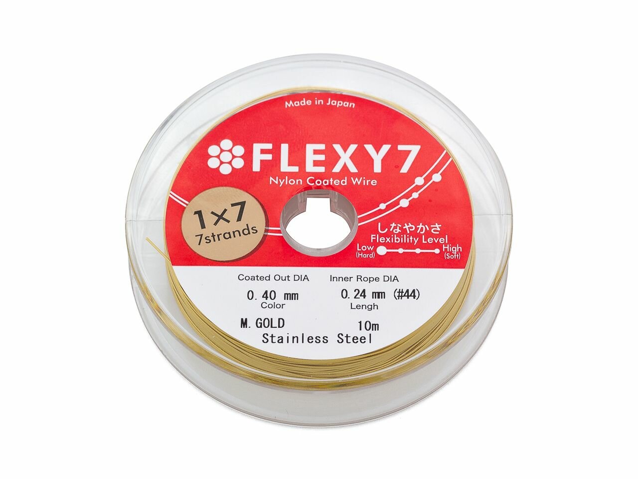 Ювелирный тросик (ланка) Flexy7 Сделано в Японии 0.40 мм (Золото) 10 метров