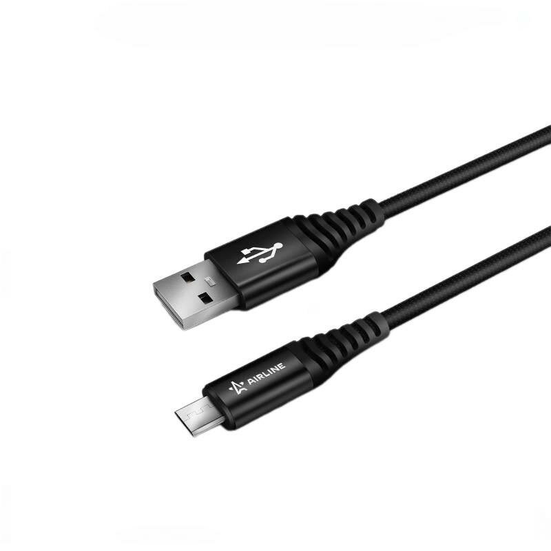 Кабель USB - micro USB 1м, черный нейлоновый AIRLINE - фото №11