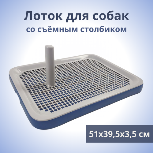 Лоток для собак LITTERBOX со столбиком, р-р М, синий