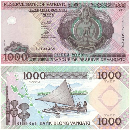 Банкнота Вануату 1000 вату 2002 год UNC банкнота банк вануату 200 вату 2011 года