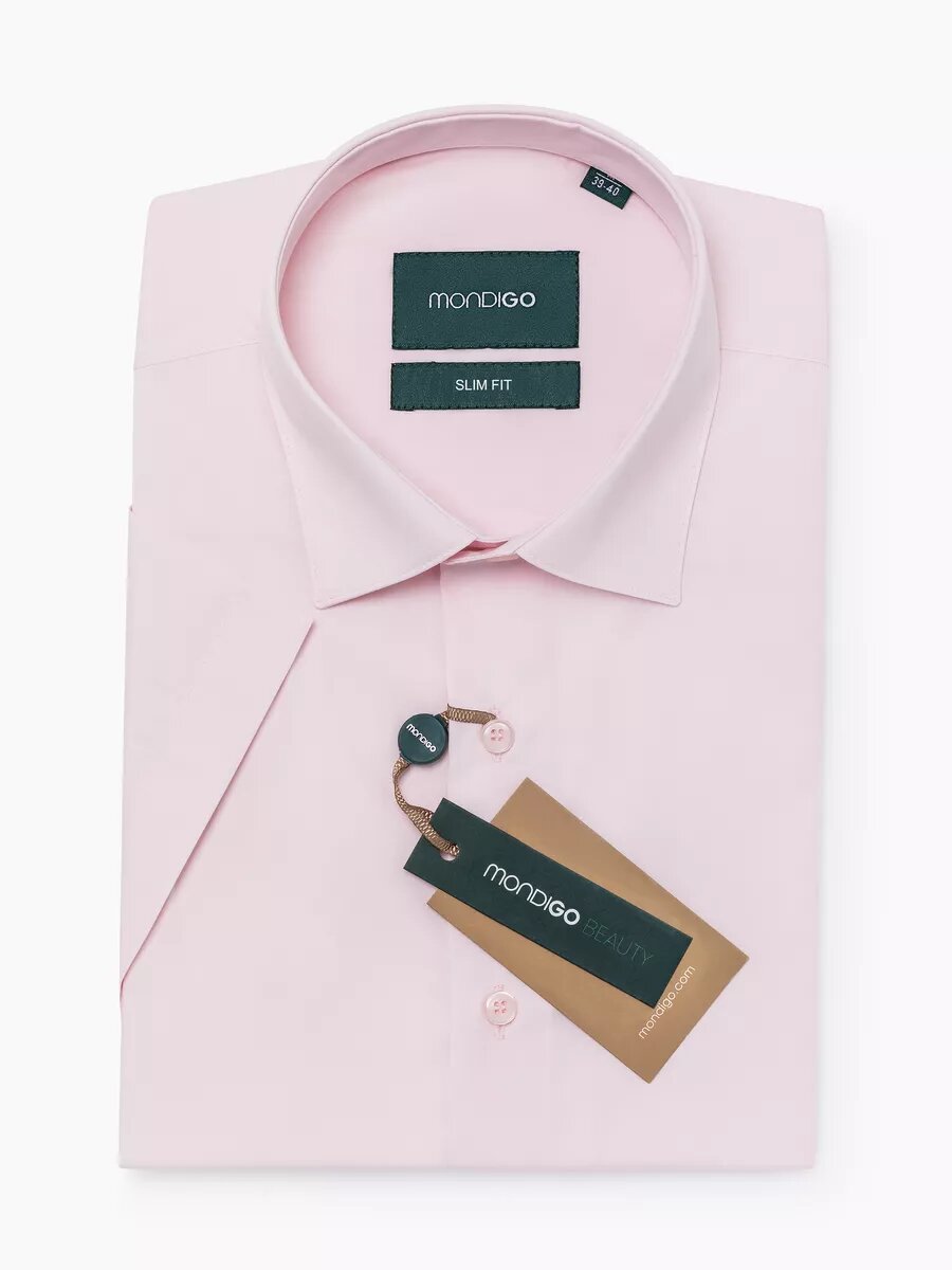 Рубашка MONDIGO приталенная SLIM FIT с коротким рукавом