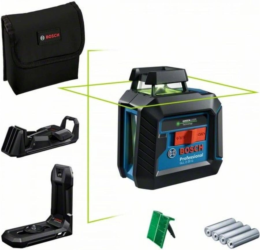 Нивелир лазерн. Bosch GLL 2-20 G + LB 10 2кл. лаз. 540нм цв. луч. зеленый 2луч. (0601065000)