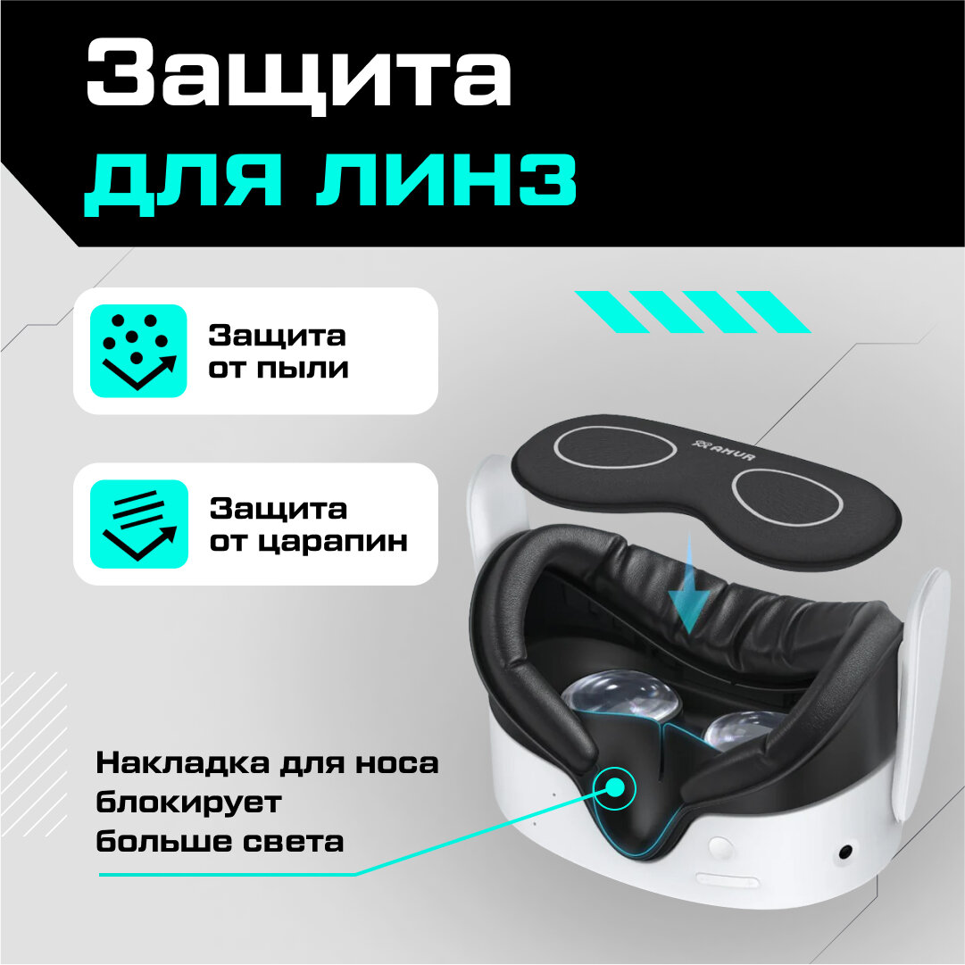 Лицевой интерфейс AMVR, для Oculus Quest 3S, искусственная кожа — фото 1