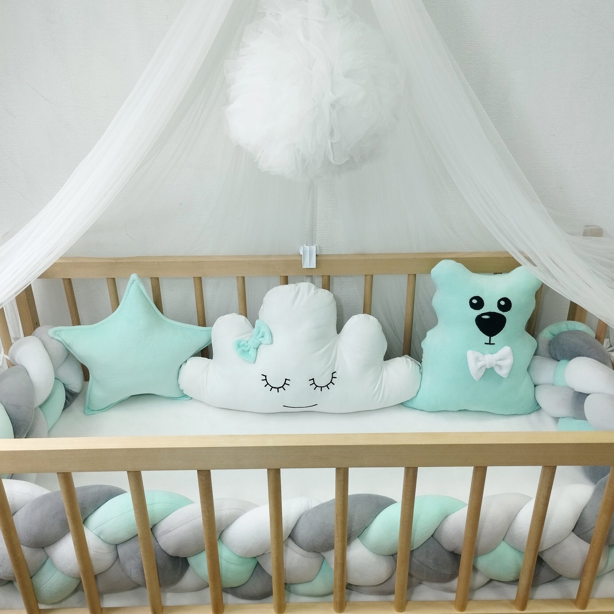 Комплект бортиков коса, облачко, игрушки