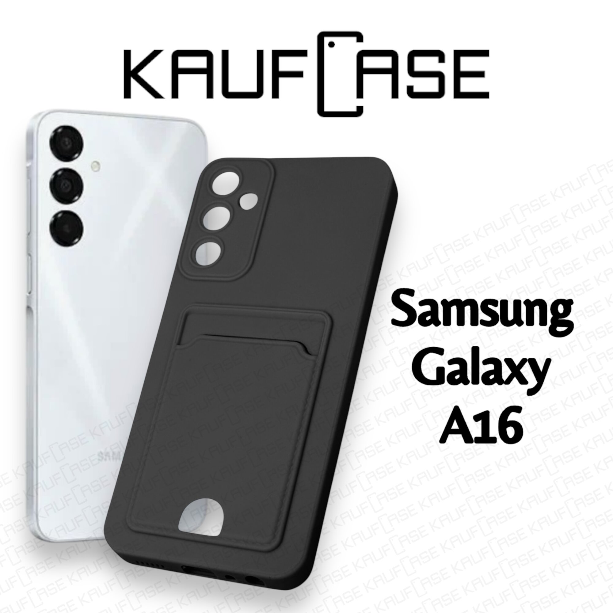 Силиконовый матовый чехол на Samsung A16 5G (6.7"), черный. Карман для пластиковых карт