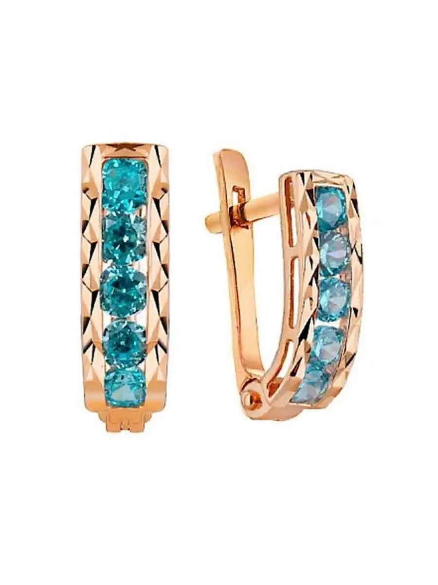 Серьги AZADE, красное золото, 585 проба, фианит