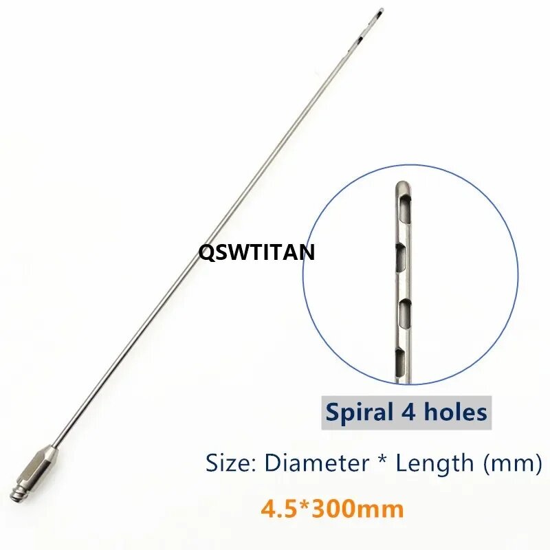 Спираль с четырьмя отверстиями, инструмент для липосакции, 4.5-300mm