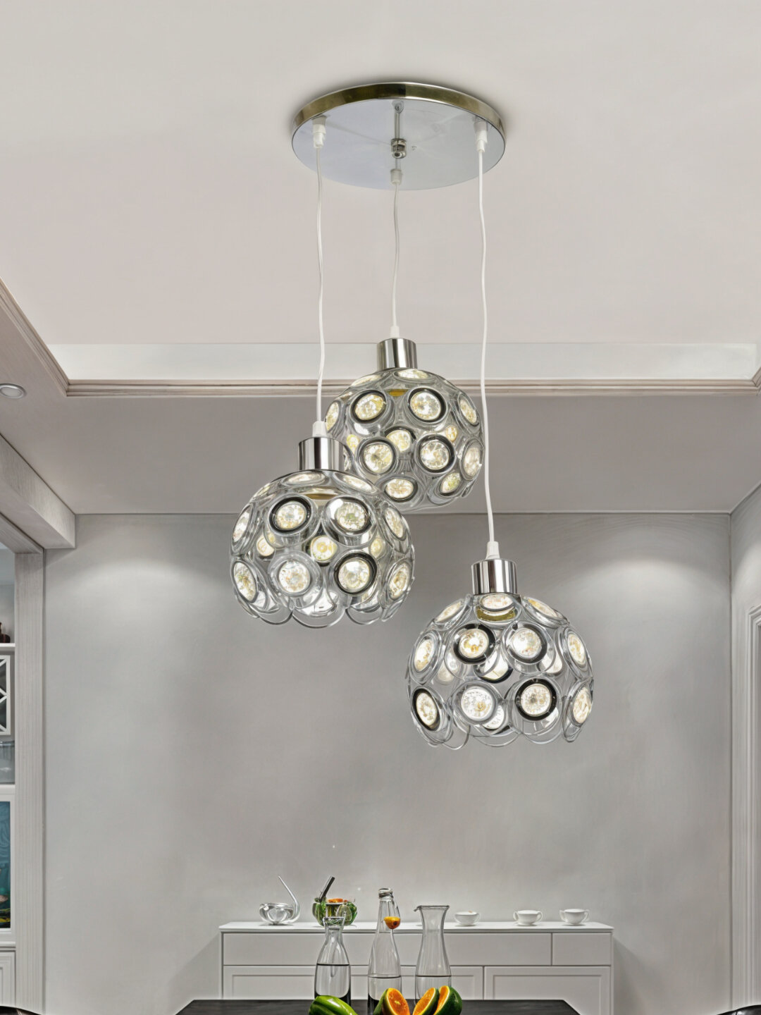 Люстра с регулировкой высоты, 4 цвета, для спальни, зала, детской, кухни, Ледяной