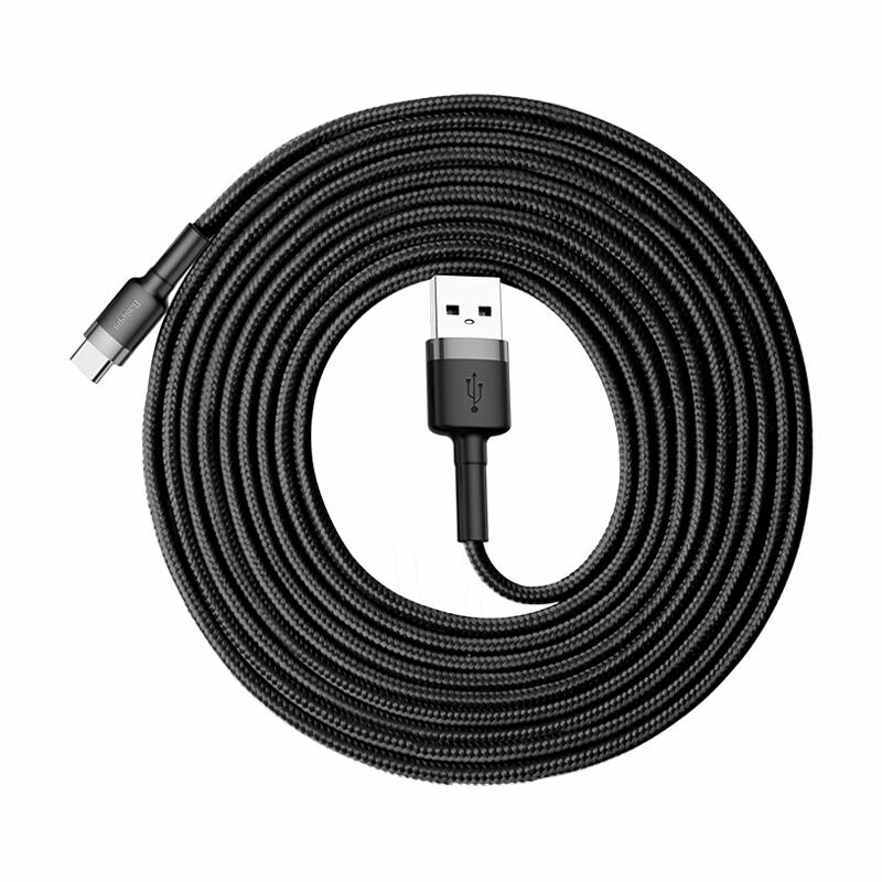 Кабель для зарядки Baseus Cafule USB-A - Type-C, 3 м, черно-серый