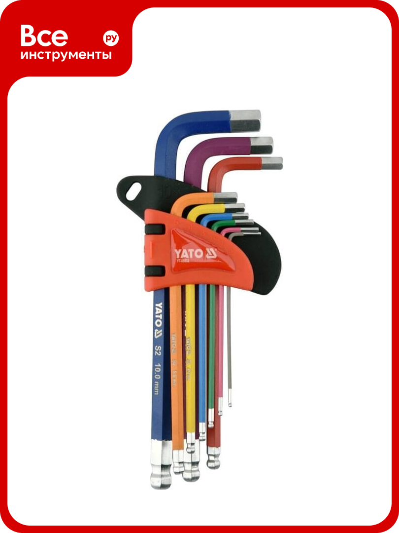 Набор ключей YATO HEX с шаром 15-10мм 9шт YT-05632