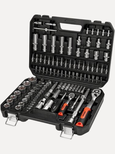 Изображение товара Набор инструментов для автомобиля в чемодане "AV Steel" 110 предм. 1/4",1/2" профессион.