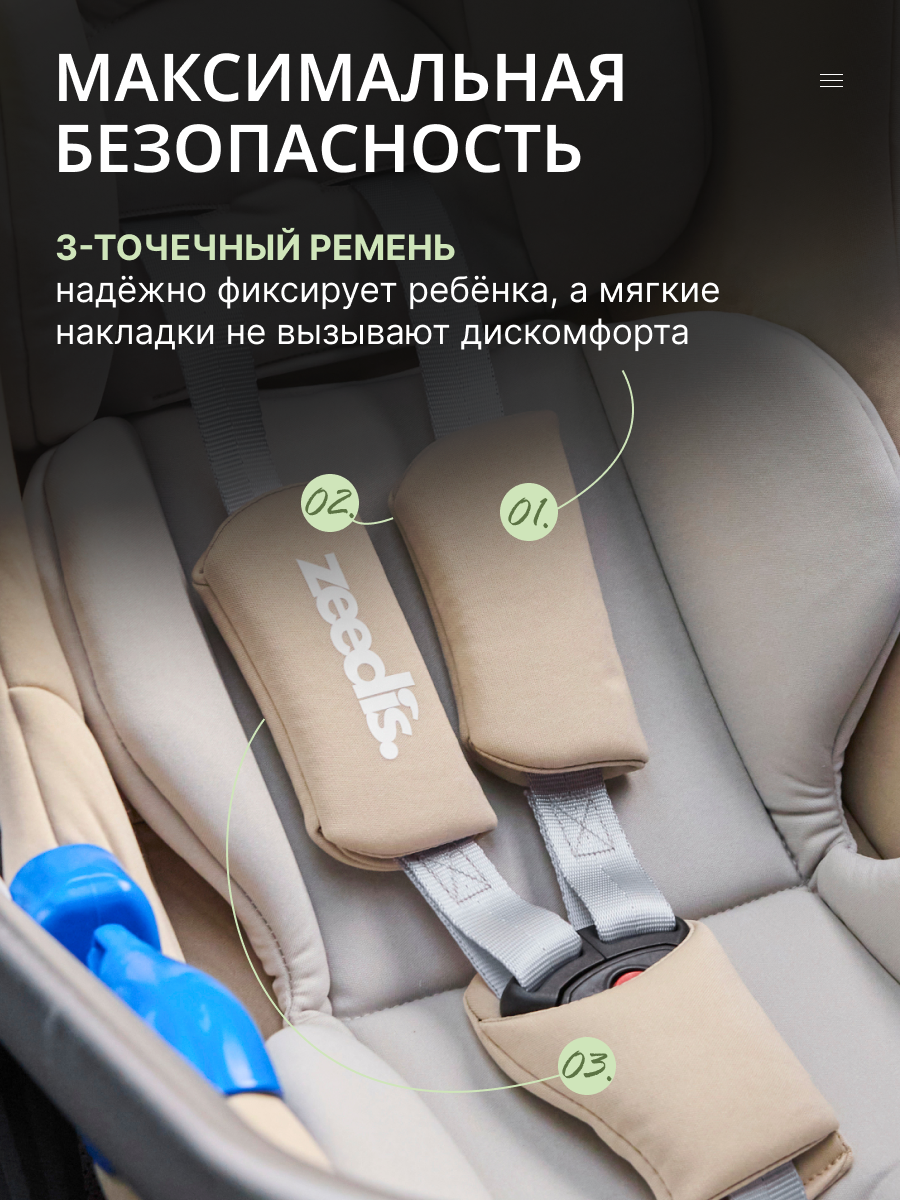 Детские Автокресла Xiaomi Детское автокресло - люлька Bumble, группа 0+ (0-13кг), бежевое