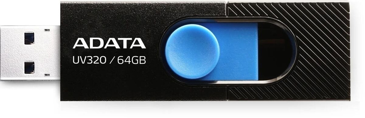 Флеш накопитель 64GB ADATA UV320, USB 3.1, Черный/Голубой