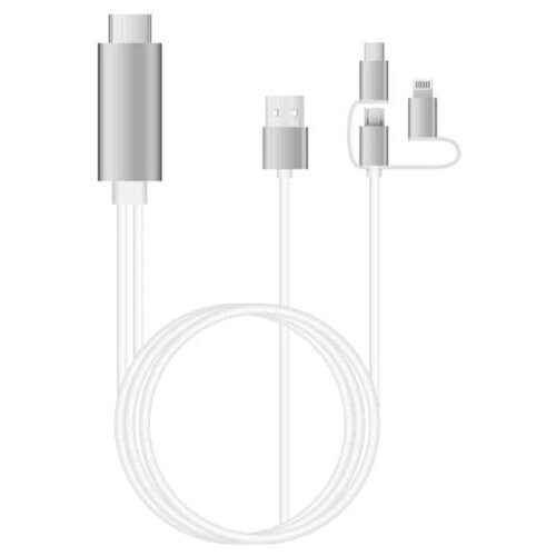 Кабель для видеопередачи Apple Lightning / Type-C / Micro HDTV HDMI Mirascreen LD6m-3M, 3 метра