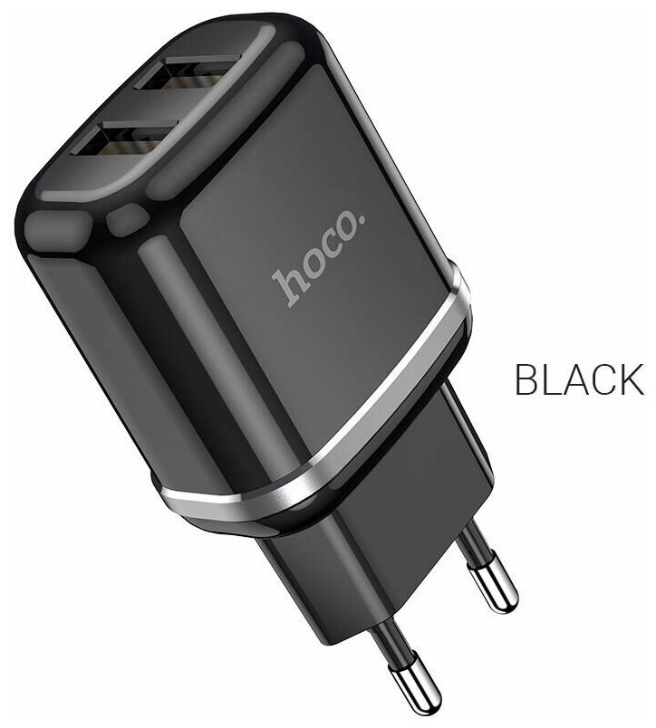 Сетевое зарядное устройство Hoco N4 Aspiring Dual Port Charger Black