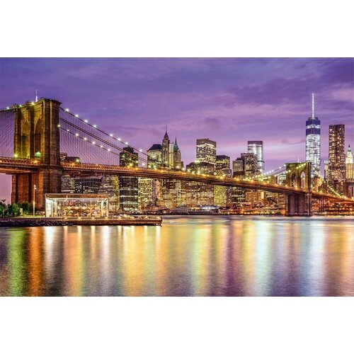 Моющиеся виниловые фотообои Бруклинский мост огни, 400х270 см