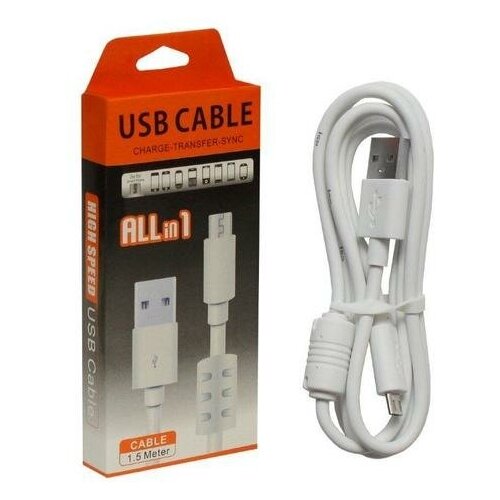 Кабель USB Micro USB 1m для передачи данных ISA белый кабель usb micro usb 1m 2 4a dc r02 lux алюминий нейлон isa красный